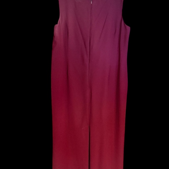 Danny & Nicole 2 pc Sheath Sleeveless Long Sheer Dress Burgundy Beaded Zip 16 - Picture 6 of 12